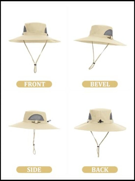 Wide Brim Sun Hat UPF 50+ Safari Hiking Fishing Outdoor Adventure Adjustable